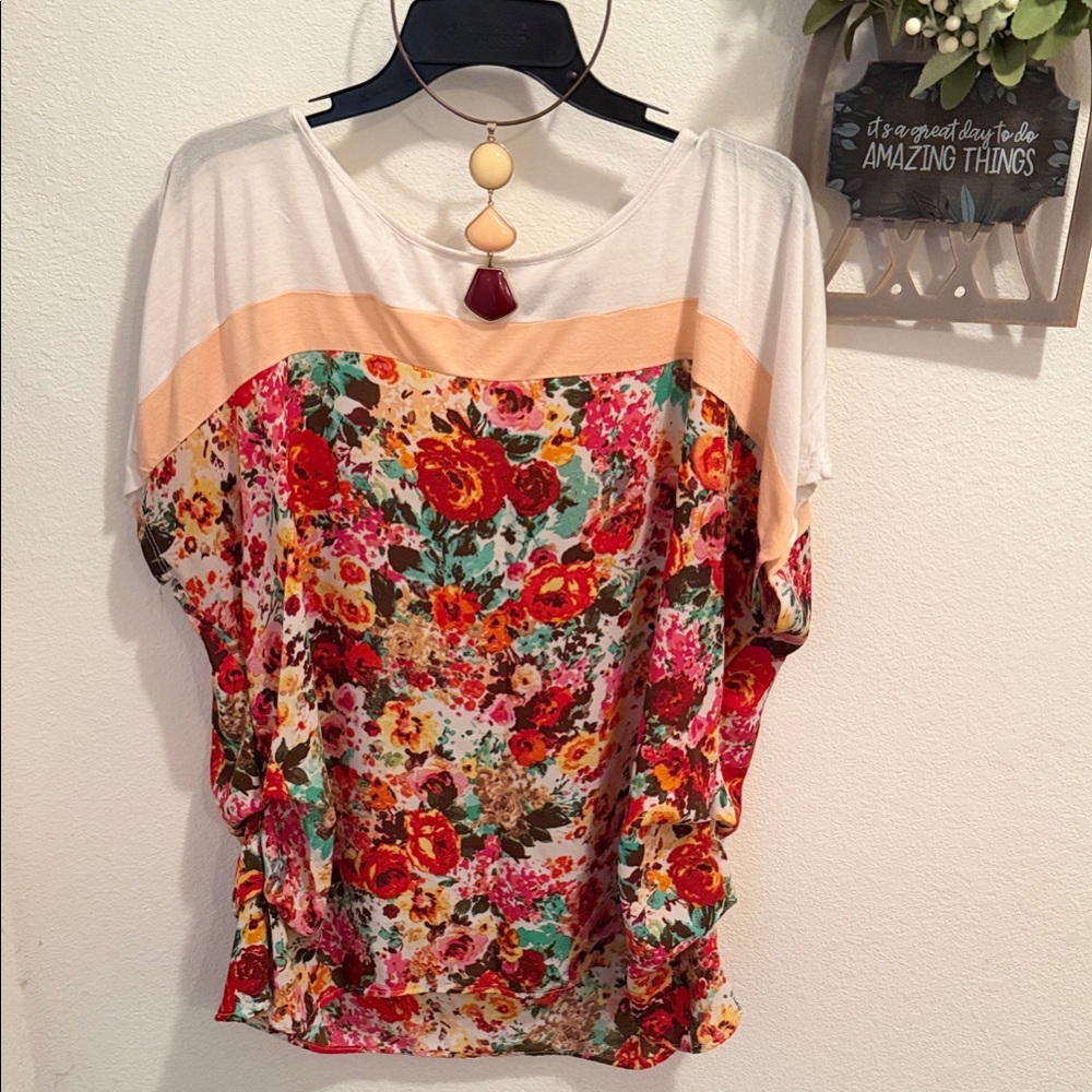 Multicolor Floral Blouse, 3X
